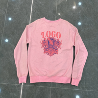 Sweat-shirt rose personnalisé à col rond pour homme, imprimé graphique au dos, coupe oversize, streetwear, lourd, fournisseurs, fabricants, vente en gros