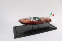 Modelo de Barco Rectangular Riva Ariston de 25 cm, Hecho a Mano en Madera, con Diseño de Naturaleza Muerta Pintado, de Lujo |   Regalos especiales para coleccionistas de decoración del hogar