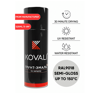 KOVALI 3 en 1 Aérosol Spray Apprêt Émail Protection Anti-Rouille et Anti-Corrosion Métal Bois Semi-Brillant Blanc Papyrus RAL 9018 520ml - Product Image 1