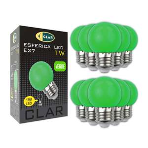 Bombilla LED Esférica E27 1W 230V Color Verde - Product Image 1
