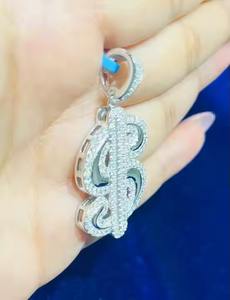 Pendentif fantaisie en argent 925 à la mode avec placage à l'or rose haute sur demande bijoux fins avec diamant style Hip Hop d'Inde - Product Image 2