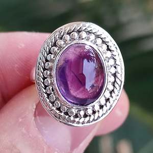 Handmade Women's Amethyst 925 Sterling Silver <b>Ring</b> Smooth Natural Stone Gemstone for Everyday Wear <b>Sizes</b> 4 to 13 US - Product Image 2