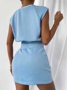 ต่ําขั้นต่ําฤดูร้อนสตรีพืชเสื้อกล้ามสองชิ้นชุดกระโปรงที่กําหนดเองชุดสั้นชุดสองชิ้นผู้หญิง - Product Image 2