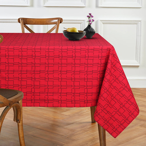 Customized Sizes 100% Cotton Home Textile Products-Red <b>Table</b> Cloth Modern Dobby <b>Checked</b> Design Woven in India - Product Image 1