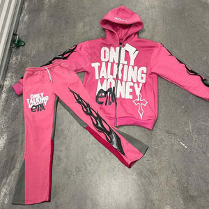 ชุดวอร์มผู้ชายแบบมีฮู้ดผ้าฝรั่งเศสเทอร์รี่เนื้อหนา ทรงบาน สำหรับฤดูหนาว ผลิตตามสั่ง (OEM) เป็นมิตรกับสิ่งแวดล้อม ผลิตจากผ้าฝ้าย 100% สไตล์สตรีทแวร์ - Product Image 2