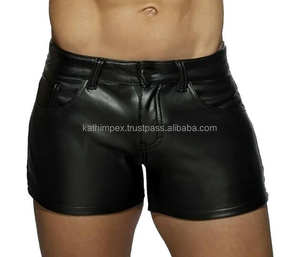 กางเกงขาสั้นผู้ชายหนัง PU กางเกงขาสั้นสไตล์สตรีทแวร์ลำลอง - Product Image 1
