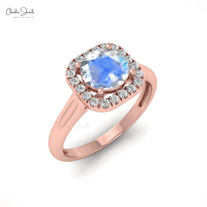 เครื่องประดับ2024ขนาด6มม. แหวนพลอยมูนสโตนสีรุ้งธรรมชาติ14K ประดับเพชรรัศมีวงแหวนแต่งงานสุดหรู - Product Image 2