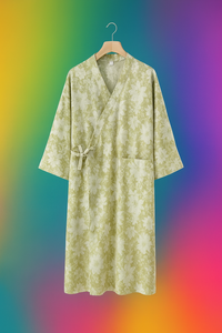 Robe Kimono élégante en satin à imprimé floral pour femmes Peignoir léger en coton doux avec ceinture Robe de nuit élégante pour le salon - Product Image 5