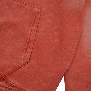 Nouvelle tendance surdimensionné poids lourd personnalisé lavé à l'acide sweats à capuche hommes Vintage sunfaded en détresse chaud rouge broderie patché à capuche - Product Image 6