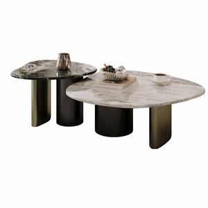 Luxury <strong>Nesting</strong> <strong>Coffee</strong> <strong>Table</strong> Sintered Stone Top Metal Base Modern Living Room <strong>Coffee</strong> <strong>Table</strong> <strong>Set</strong> - Product Image 4