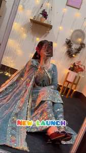 ชุดปัญจาบผ้าจอร์เจตต์เทียมเนื้อหนาสวยงาม พร้อมงานปักเลื่อมหนัก แขนยาว แบบซัลวาร์ คามีซ สำหรับงานปาร์ตี้และงานพิธีต่างๆ - Product Image 4