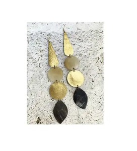 Pendientes Clásicos Hechos a Mano de OCEAN EXPORT, de Cuerno Natural de Búfalo y Vaca, en Colores Claros y Oscuros, para Bodas, Anillos de Moda India - Product Image 3