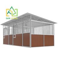 Seepoem 4x4m 12ftx12ft Box pour chevaux et écurie en métal galvanisé durable avec toit - Taille et couleur personnalisables - Installation facile