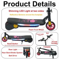 Trottinette électrique rechargeable pour enfants, design pliable, guidon réglable, lumière LED, trottinette électrique d'extérieur pour enfants