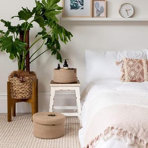 Cotton <b>Lid</b> <b>Storage</b> <b>Basket</b> Set for Home Organization Multipurpose Woven Rope <b>Baskets</b> with Handles - Product Image 6