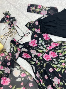 Ensemble Anarkali Kurta imprimé pour femmes tissu en soie organza doux robe traditionnelle de créateur indien pour les événements et les fêtes - Product Image 4