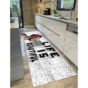 Life Is Beautiful Eco-Friendly Wool Patchwork Printed <b>Rug</b>-<b>Anti</b>-<b>Slip</b> Latex Backing Nonwoven Soft <b>Rug</b> - Product Image 5