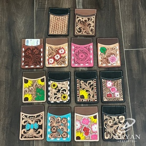 À la mode Tournesol Conception Vache En Cuir Titulaire De La Carte Portefeuille Style Occidental À La Main En Cuir Repoussé RFID Mince Carte De Crédit Sac À Main Pour Unisexe - Product Image 1