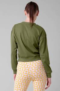 Sudadera de Punto Verde para Mujer, Suave al Tacto, Cuello Redondo, Botones en los Hombros, Mangas Largas, para Entrenamiento, Gimnasio, con Capucha - Product Image 3