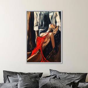 Toile imprimée moderne : Décoration murale couple romantique, Art pour chambre à coucher, encadré blanc - Product Image 1