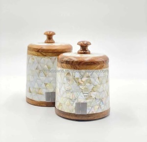 Royal Artisans Boîte de rangement multifonctionnelle avec couvercle en bois avec incrustation de nacre pour sachet de thé et bols sucrés jetables - Product Image 3