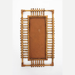 Espejo de pared con luz solar en forma de ratán Rectangular de lujo moderno, decoración elegante para el hogar para sala de estar con patrón de sol redondo enmarcado - Product Image 5