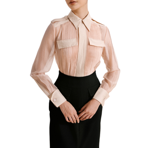 Camisa de Diseño Especial para Mujer, Blusas con 2 Bolsillos Delanteros, CAMISA LOGAN REGNLAR, 73% Cupra, 27% Poliéster, Ropa de Mujer, BLANCO ANT Vietnam - Product Image 1