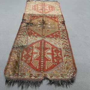 Turkish Rug, 3.9x10.5 ft <b>Runner</b> Vintage Rug, <b>Red</b> Brown Polka dot Rug - Product Image 1