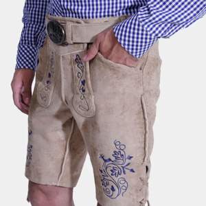 กางเกงขาสั้นหนังบาวาเรียแท้แบบดั้งเดิมพร้อมสายเอี๊ยมสำหรับการเฉลิมฉลองในเทศกาล Oktoberfest และบาวาเรีย - Product Image 5