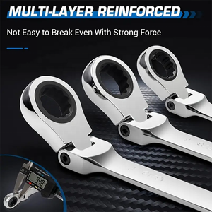 Metric Extra Long Ratcheting Wrench Double Flex-Head Ratcheting <strong>Spanner</strong> <strong>Tools</strong> for Auto Repair - Product Image 4
