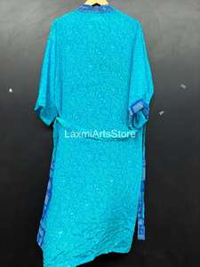 Robe Kimono en Soie Crêpe Faite Main de Luxe pour Femme, Douce et Fluide, Style Bohème, Cache-Maillot de Plage Printemps-Été-Automne, Taille Élastique - Product Image 6