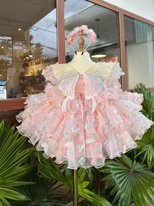 Falda con volantes de 3 niveles de alta calidad, vestido de princesa OEM ODM, niños de 12 años, niñas, estilo mariposa, fiestas hechas en Vietnam - Product Image 4