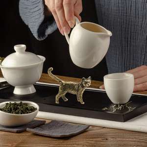 Escultura de gato de latón fundido, figurita decorativa de jardín, objeto de gato antiguo, escultura decorativa de Festival de Navidad para jardín doméstico - Product Image 5