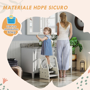 AIYAPLAY Taburete Infantil 2-5 Años 3 Escalones en HDPE, 43x42x65,5 cm, Gris y Blanco Crema - Product Image 5