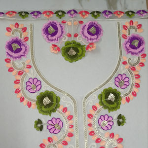 Cuello de cuello bordado de gama alta en tela de red con diseño de lentejuelas brillantes para blusa de diseñador Kurti vestido de sastrería étnica - Product Image 3