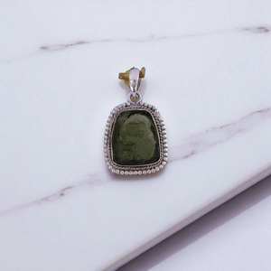 Moldavita, Piedra Preciosa en Bruto, Colgantes de Plata de Ley 925, Joyería de Plata al por Mayor - Product Image 2