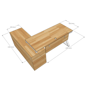 Bureau d'ordinateur en chêne exécutif XConcept HBXC014, bureau moderne en forme de L, 140x140, Contemporain - Product Image 5