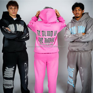 ชุดวิ่งแนวสตรีทใส่ได้ทั้งชายและหญิงชุดวิ่งแบบปักลายด้วยผ้าคอตตอน100% ระบายอากาศได้ดีกางเกงมีฮู้ดสำหรับฤดูหนาว - Product Image 6