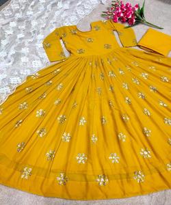 Broderie de style anarkali vêtements indiens et pakistanais vêtements pour femmes Salwar Kameez costume de fête mariage indien dames vente en gros ethnique - Product Image 4