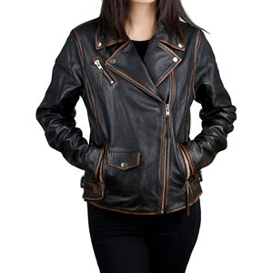 Wholesale Ladies Vintage Biker best leather <b>jackets</b> Casual Winter Wear Breathable and Warm with Cotton Filling at Nurak in 2025 - Product Image 3