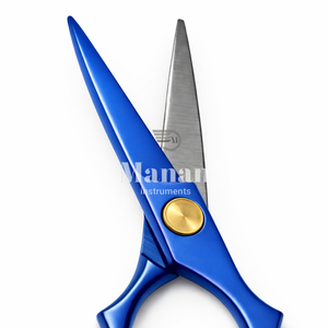 Tijeras de Corte de Pelo Profesionales de Lujo en Azul Metálico con Tornillo Dorado para Estilistas de Salón - Product Image 3