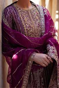 优雅雪纺刺绣 Lehenga Choli 女式手工装饰服装，适合巴基斯坦和印度婚礼派对，亚克力长袖 - Product Image 4