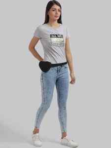 2024 Fashion Women's Grey Cotton <b>T</b>-<b>Shirt</b> <b>Sequin</b> Letter Graphic Print Short Sleeve Casual Round Neck Slim Fit Tee Tops for Ladies - Product Image 5