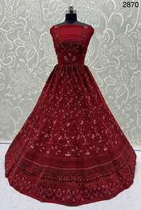 Filet fantaisie de designer exclusif de créateur lourd avec broderie de fil Fabricant Lehenga Choli d'Inde - Product Image 3