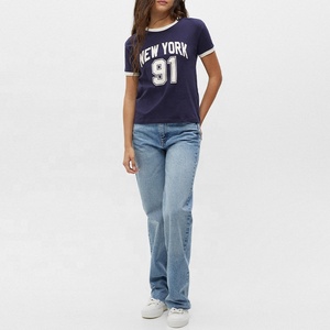 Women's Crewneck T-Shirt Preppy Style Academic Youth Club Wear <b>Tops</b> Color Blocked Letter Printed <b>Raglan</b> Short Sleeve T-Shirts - Product Image 5