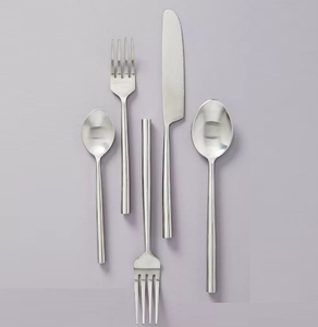 Cubiertos plateados con acabado brillante, vajilla con mango de hoja, vajilla para fiesta de boda, comedor, hogar, cocina - Product Image 5