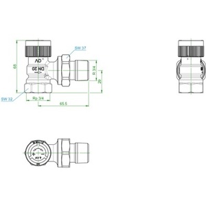 Válvula Angular Termostática Serie OV PN 10 DN 20 30x1.5 Termostática AV 9 M - Product Image 3