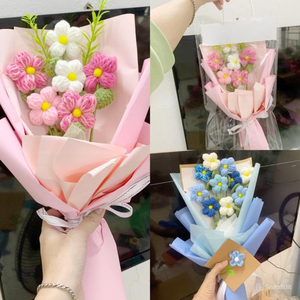 Mini Ramo de Flores Tejido a Mano con Patrón de Damasco de Lana - Herramientas de Tejer Regalo de San Valentín, Día de la Madre, Cumpleaños de Da Nang - Product Image 4