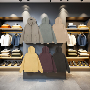 Sudadera con capucha y cremallera completa de 350g para hombre, sudadera bordada con logotipo de impresión gruesa, patrón 3D personalizable, envío DDP - Product Image 2