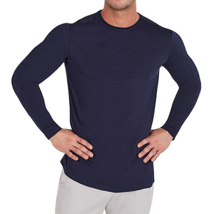 Conception personnalisée, qualité supérieure, vente en gros, meilleure vente, séchage rapide, couleur bleu marine, coton, personnalisé, manches longues, t-shirts pour hommes - Product Image 1